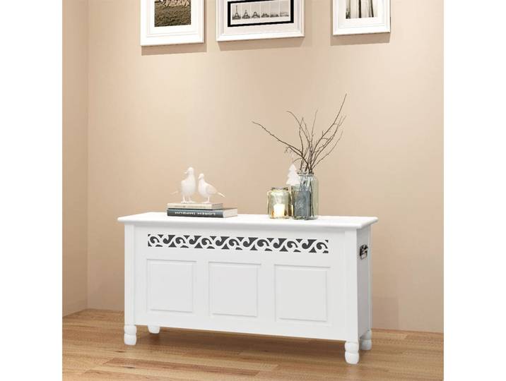 furnicato Truhenbank Aufbewahrungsbank Barockstil 96x32x51 cm Weiß, Stauraum-Sitzbank mit verstecktem Fach für deine Wohnungseinrichtung