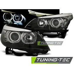 Scheinwerfer Angel Eyes LED Schwarz passend für BMW E60/E61 03-07