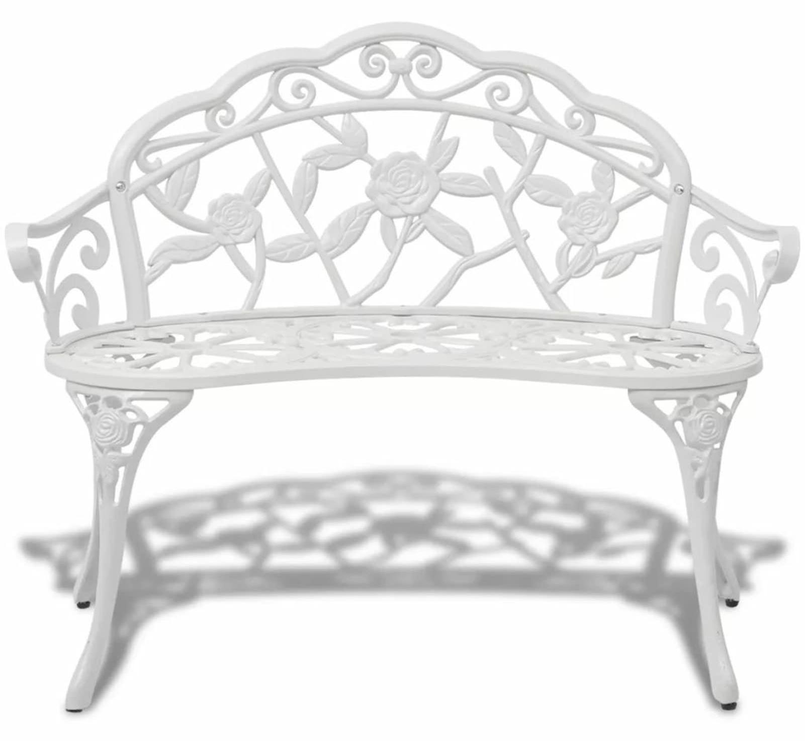 Gartenbank aus Aluminium - 100 cm breit - Weiß - 2 Sitzplätze - Metall