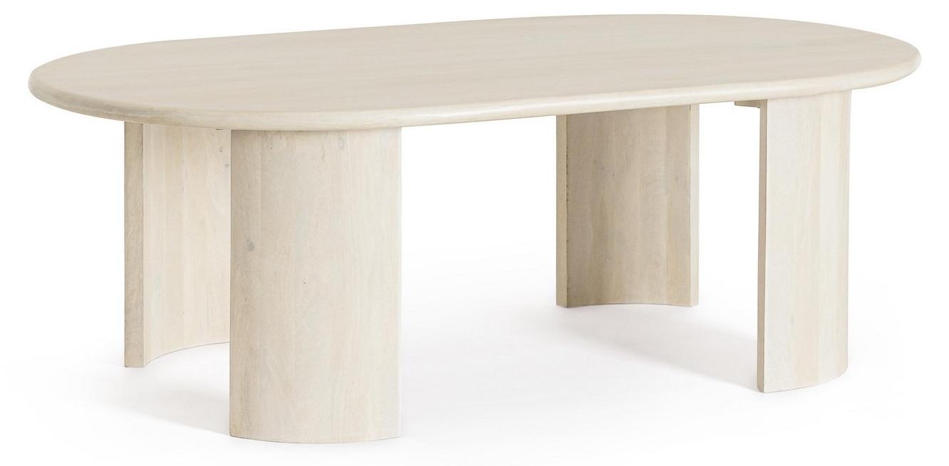 Beistelltisch Orlando 130x80x45cm Mangoholz Tischplatte und Halbrunde Beine Oval