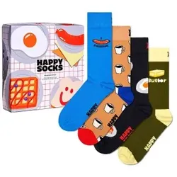 Happy socks 4P Breakfast Gift Set Blau Muster Baumwolle Gr 36/40