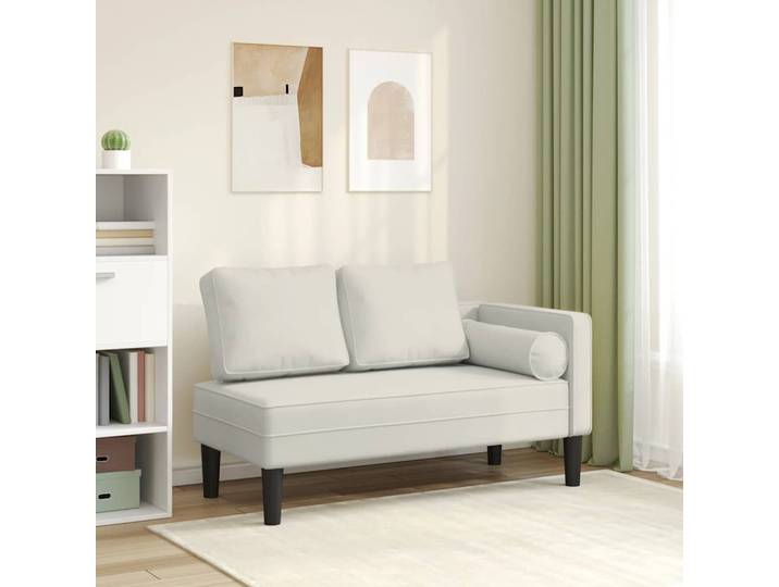 vidaXL Chaiselongue mit Kissen Creme Samt