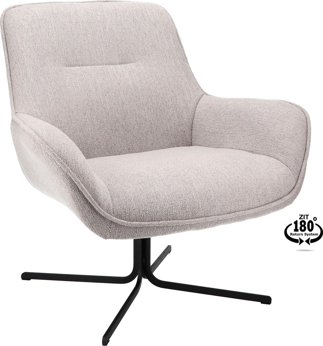 Icon Living Fauteuil Uniq Stof Leaf Steel met Terugdraaisysteem