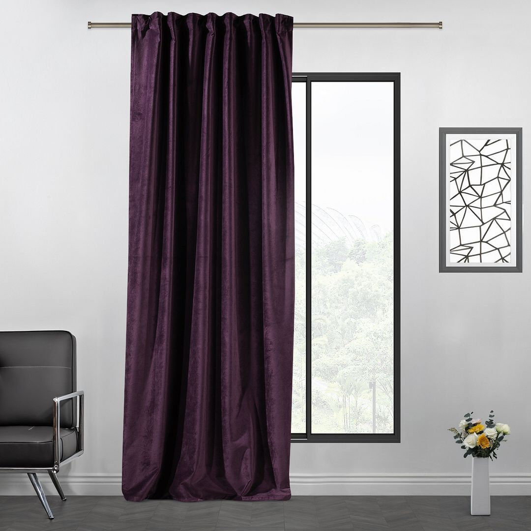 Lilijan Home & Curtain Extra Long & Extra Wide Matte Velvet Curtain Panel 47 BYZANTIUM 130 cm Width x 500cm Drop