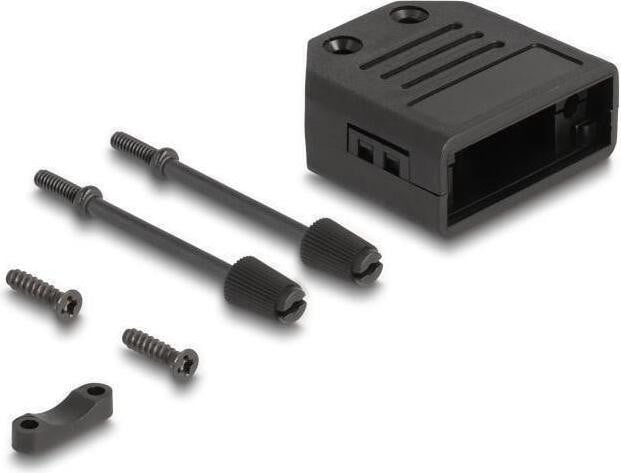 Delock behuizing voor 9-polige D-Sub connector met kunststof behuizing en trekontlasting, zwart