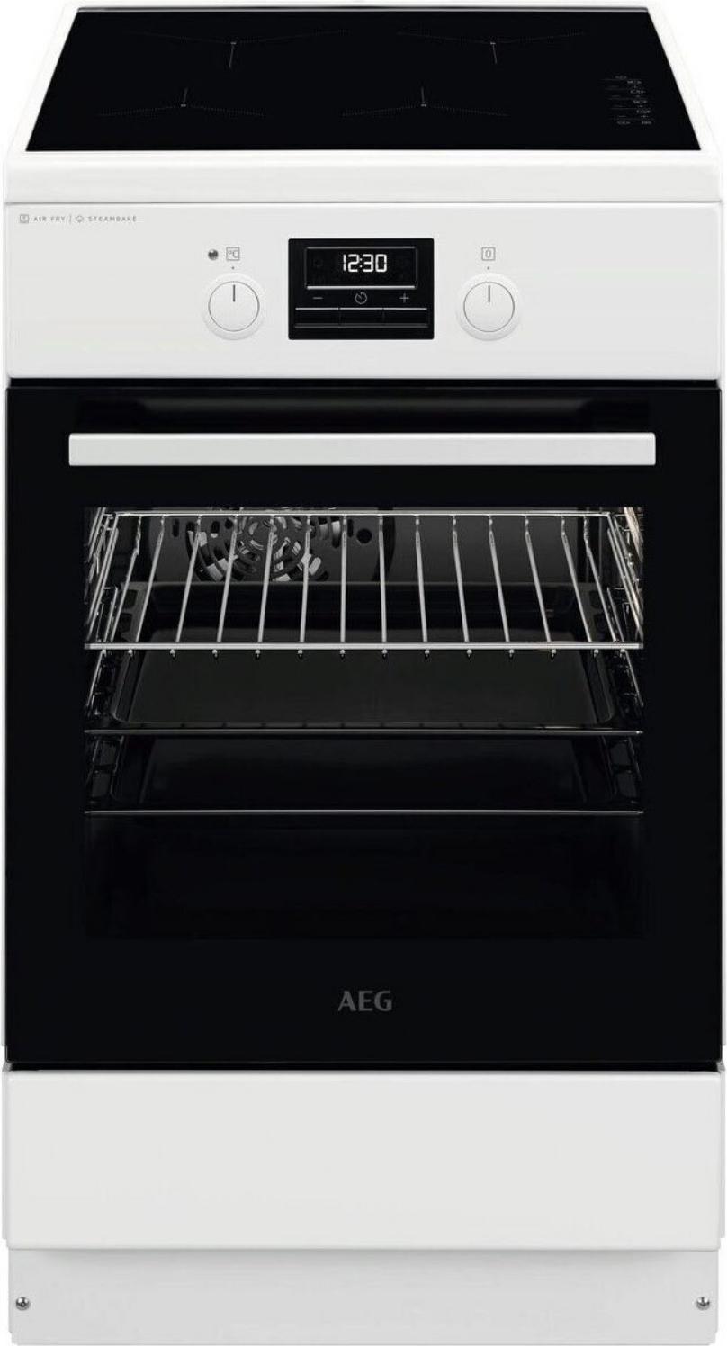 AEG CIB56494BW, Freistehender Herd, Weiß, Drehregler, Weiß, Vorderseite, Elektronisch