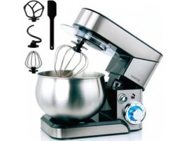 Robot Pâtissier Professionnel Boulangerie 1800W Max Cuisine Ménager Multifonction Mouvement Orbital Fouet Bol 5 L 6 Vitesses+Fonct