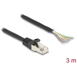 DeLOCK Kabel RJ50 Stecker zu offenen Kabelenden S/FTP 3 m schwarz