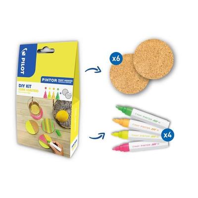 PILOT Kreativmarker PINTOR 4.5 (M) DIY-Set Kork Untersetzer