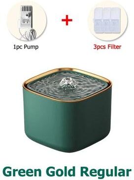 Uplift Essentials 3L Ultra Quiet Automatic Pet Water Fountain & Advanced Filtration System green Gold Regular 3l
