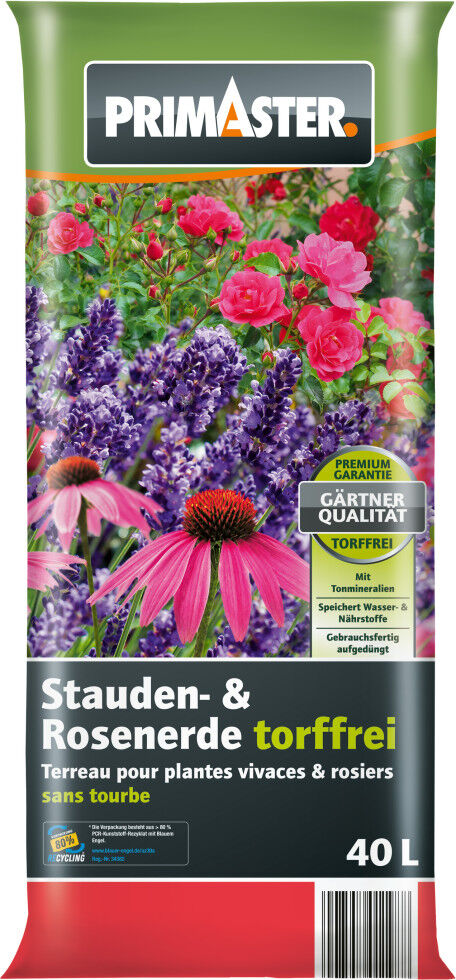 Primaster Stauden- & Rosenerde torffrei 40 L