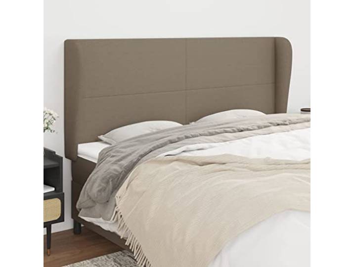 KTHLBRH Kopfteil aus Stoff, Taupe, klassisch, elegantes Design, komplett aus strapazierfähigem Material, atmungsaktiv, höhenverstellbar, Beine aus Lärchenholz