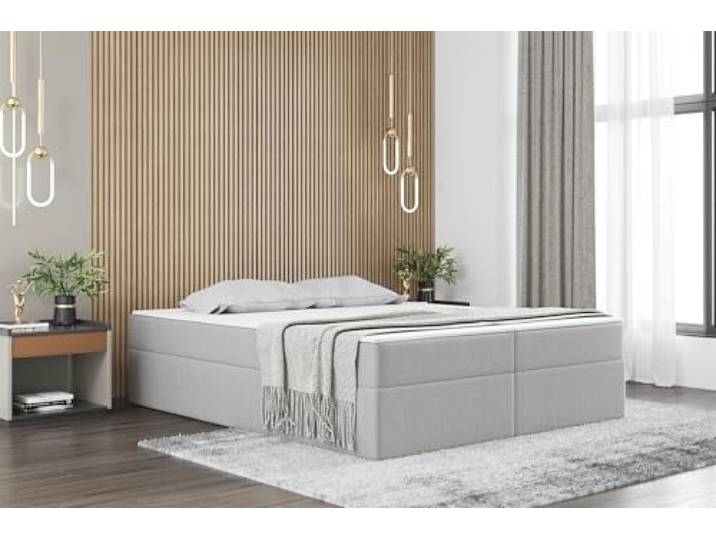 Fun Möbel Boxspringbett Dachschräge Bett PRIMA Stoff Soro in Überlänge (Hellgrau, 160x220 cm)