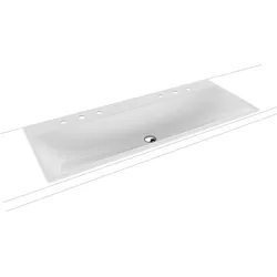 Kaldewei SILENIO Einbau-Doppelwaschtisch, 1200x460 mm, alpinweiß, Perl-Effekt, 2x3-Hahnlochbohrung, 14 mm Randhöhe
