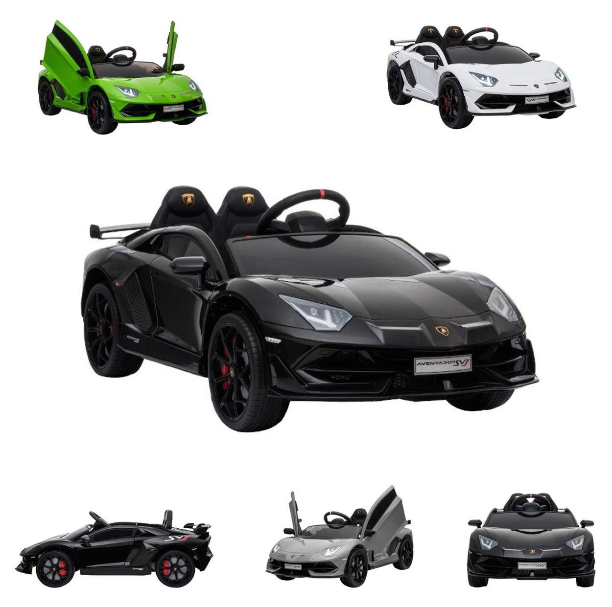 ES-Toys Kinder Elektroauto Lamborghini Aventador SVJ, Kunstledersitz, EVA-Reifen