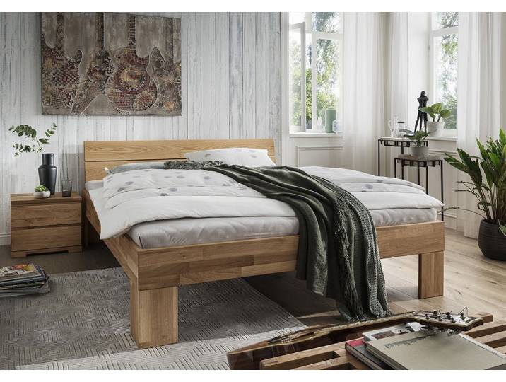 Doppelbett Kopfteil geteilt 'Astoria I' 180x200cm Wildeiche geölt