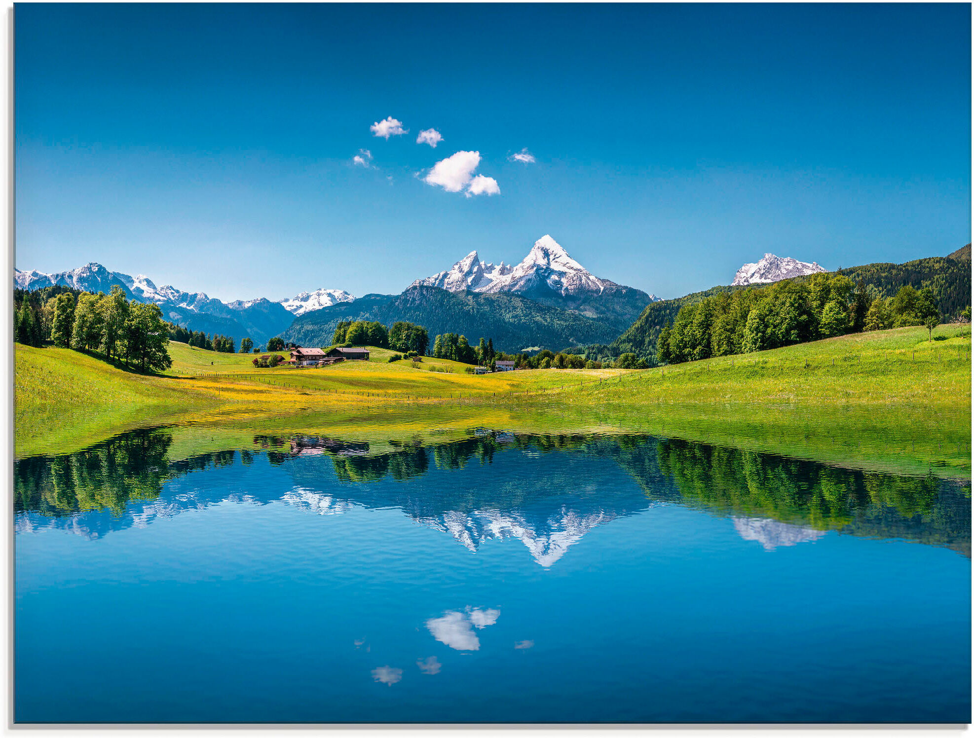 Artland "Landschaft in den Alpen" Berge 1 Stk. tlg. in verschiedenen Grössen farbe bild(er): blau B/H/T: 60cm x 45cm, Glasbild Berge, 1 Stk.