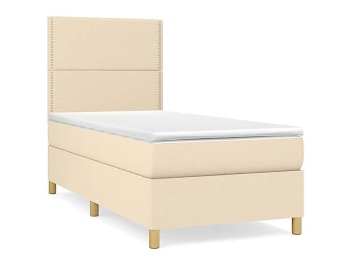 PUGYNBK Boxspringbett, creme, 90 x 200 cm, mit Kopfteil Taschenfederkernmatratze, mittlere Festigkeit, atmungsaktiver Teppich, inklusive Montageanleitung