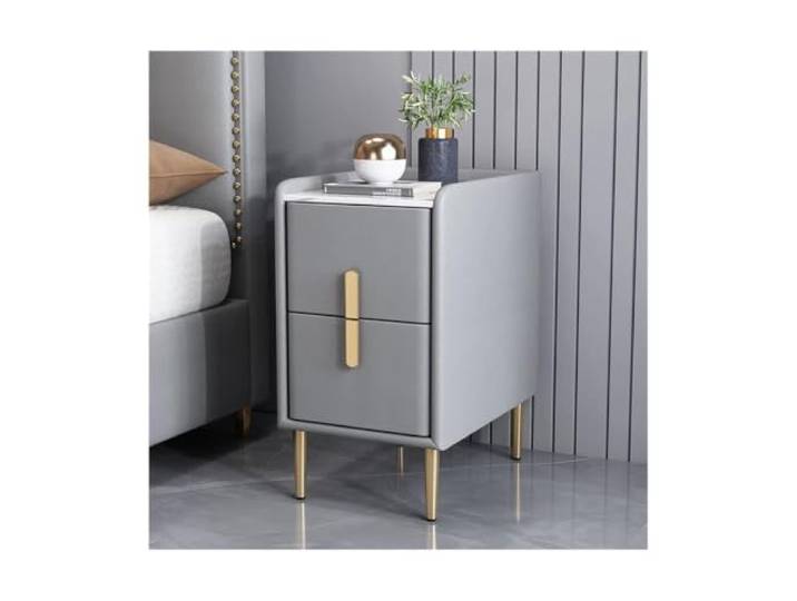 Smart nightstand table Nachttische Nachttische Kleiner minimalistischer Nachttisch mit 2 Schubladen und 4 Metallbeinen Luxus Holz Nachttisch Aufbewahrungsschrank Freie Installation Schlafsofa Tisch st