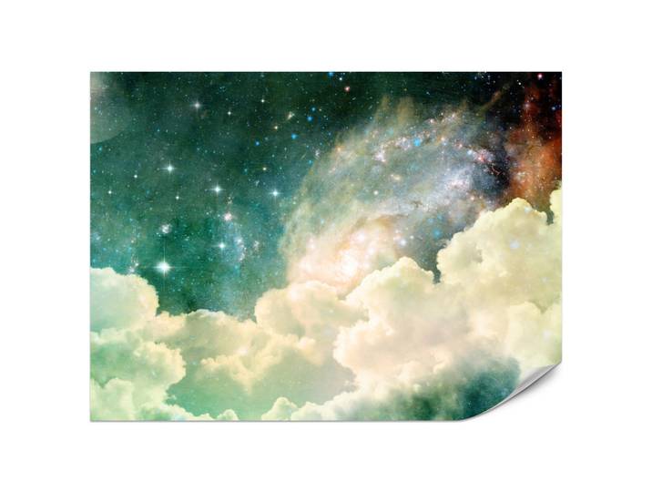 Muralo Fototapete für Kinderzimmer Kosmische Nebelwolken Sterne Galaxie Mystisch 400x280, Orange, Pastellgrün, Türkis, Beige, Creme, Papier, Galaxis, Rechteckig, 400x280 cm, Tapeten & Wandverkleidungen, Fototapeten