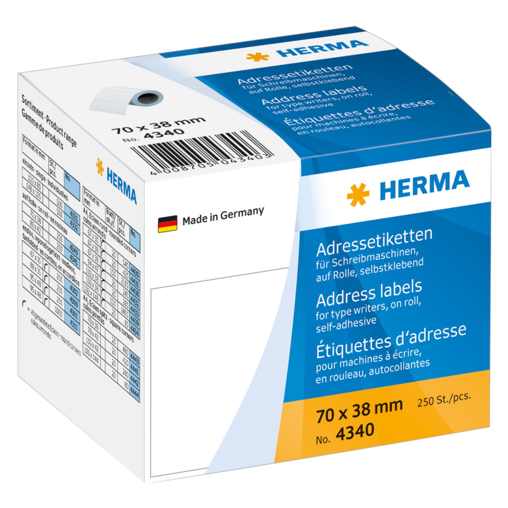 Herma Adressetiketten für Schreibmaschinen (4340)