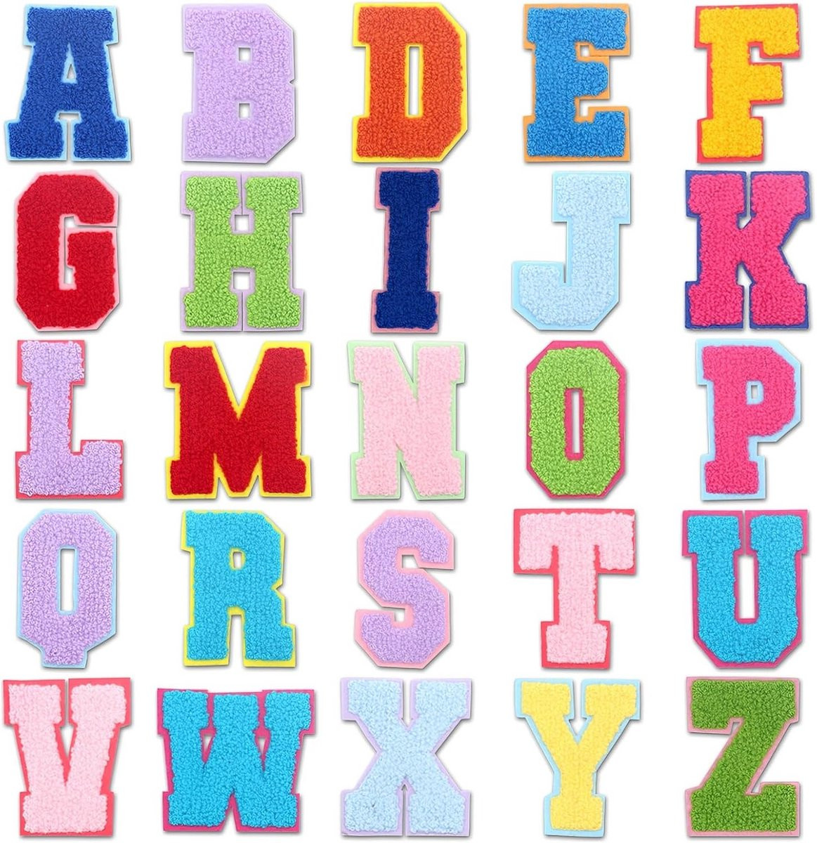 26 Stuks Strijklabels Letters A-Z Meerkleurig - Textielstiften voor Kleding en DIY