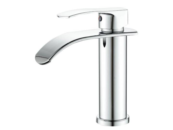 Waschtischarmatur Wasserfall Einhebel Chrom, Silberfarben, Metall, 16x10x18.5 cm, Badezimmer, Waschbecken & Armaturen, Armaturen