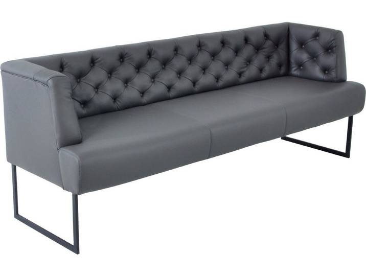 K+W Komfort & Wohnen Polsterbank Creso, im modernen Chesterfield-Look, mit schwarzen Kufenfüßen