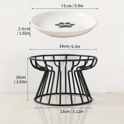 Uplift Treasures Elevated Ceramic Pet Food Bowl With Stand a Paw Set