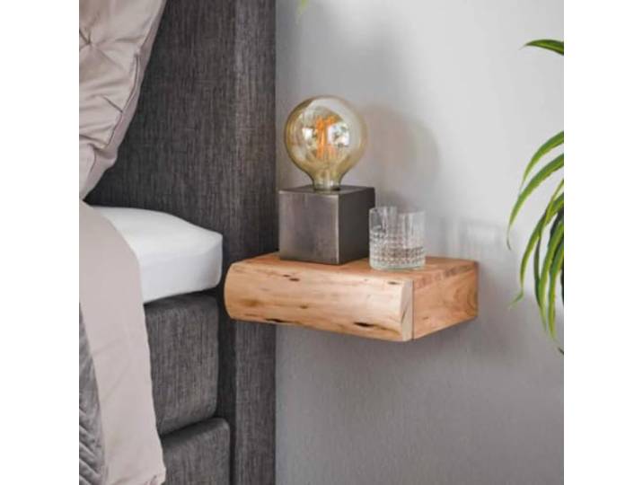 RINGO-Living Massivholz Nachttisch Set Mit Ablage & Schublade, 300mm, 2er Set, Schwebend Stauraum Industrial Style, Nachtschrank, Kleiner Industrie Style, Holz Echtholz Mini