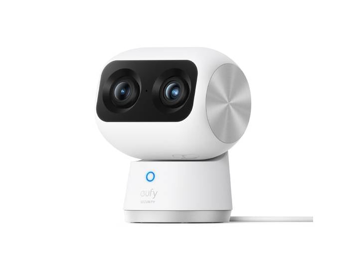 eufy Security Caméra intérieure S350, Caméra à double objectif, Caméra de surveillance 4K UHD avec zoom 8× et rotation/inclinaison 360°, Idéale comme moniteur pour animaux/sécurité/bébé