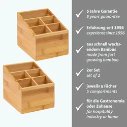 Westmark Küchen-Organizer/Tischbutler, 2 Stück, je 5 Fächer, Maße: je 13 x 13,5 x 16 cm, Bambus, Tapas + Friends, Hellbraun, 698422E3