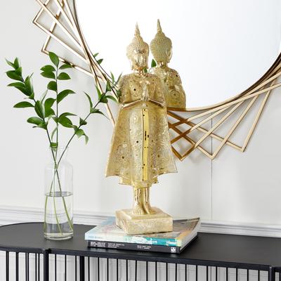 Studio 350 Gold Polystone Glam Sculpture Buddha 25 x 9 x 6 - 9 x 6 x 25