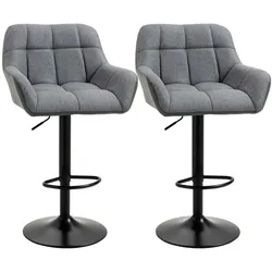 HOMCOM Barhocker 2er-Set Tresenhocker Höhenverstellbar Drehbar im Retro-Design
