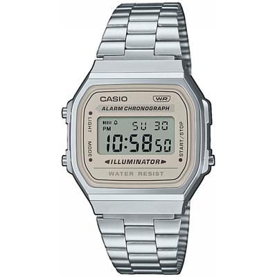 Chronograph CASIO VINTAGE, silber (taupe, silberfarben), Armbanduhren, Damen, Chronograph, Quarzuhr, Armbanduhr,Damenuhr, Herrenuhr, Digitaluhr, Edelstahlarmband