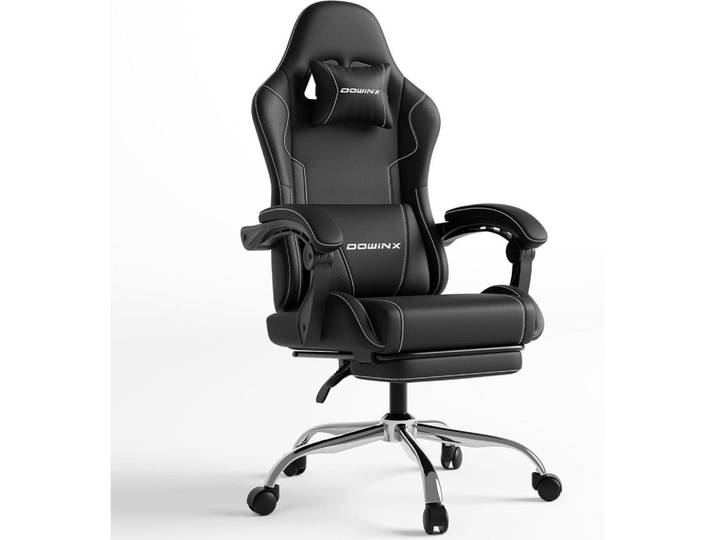 Gisaae Gaming Stuhl PU-Leder Ideal Für Büro, Home, Streaming und Lange Gaming, Schwarz, 65x123x70 cm, Büromöbel, Bürostühle, Gaming-Sessel