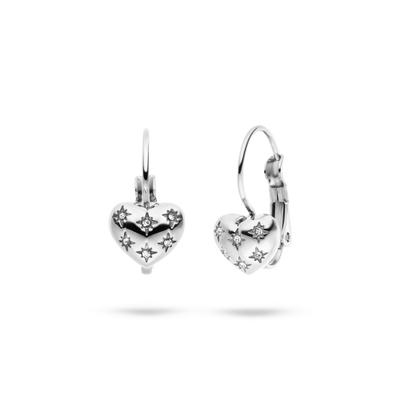 Paar Ohrhaken TAMARIS "Schmuck Geschenk Edelstahl Herz-Ohrhaken Valentine Heart", edelstahlfarben, kristallweiß, kristallweiß, Ohrringe, Damen, 9mm, Edelstahl, mit Zirkonia (synth.)