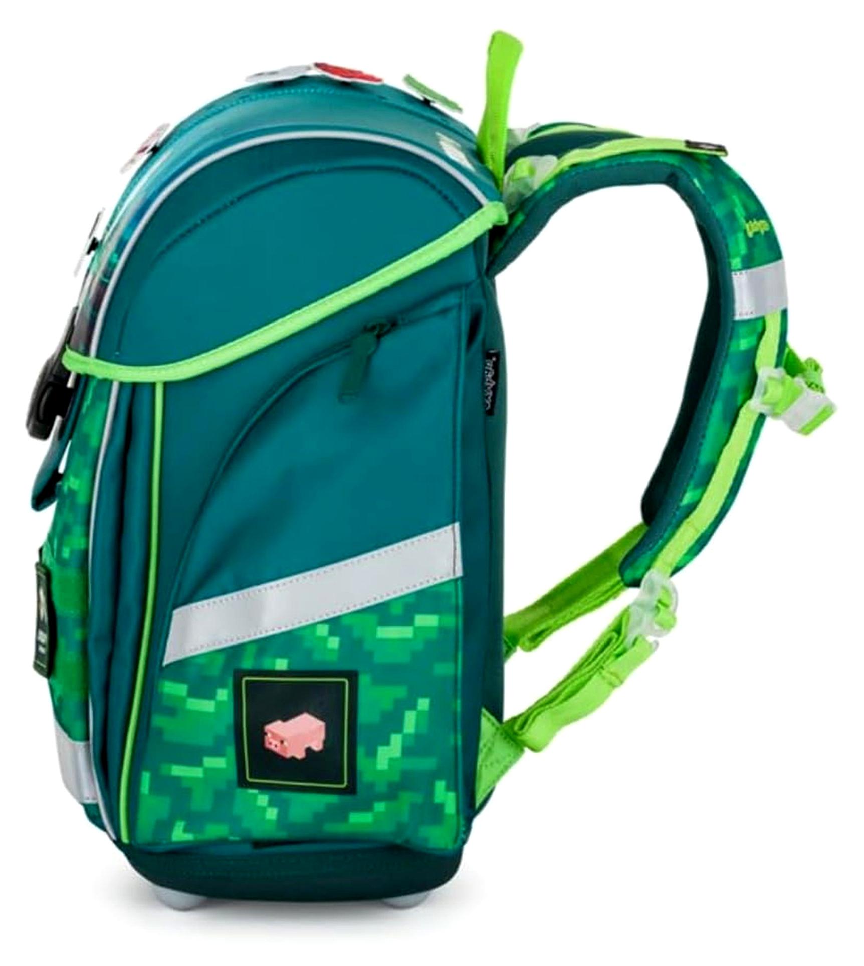 Playworld Gaming Pixel Oxb Premium Light Schulranzen-Set mit Brotdose, Trinkflasche, Heftbox, Brustbeutel (9tlg. mit Sporttasche und Schultüte)