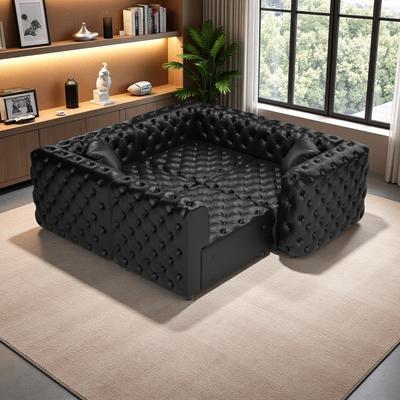 Faux Leather Modular Sectional Sofa with Button Tufted Design and Multi-Combination Layout