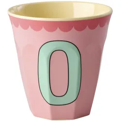 RICE Melamin Buchstabenbecher Vintage Medium, O Pink