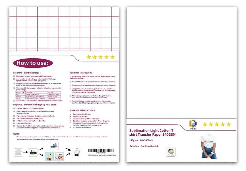 Selius Sublimatie Inkt Licht Kleur T-shirt Warmteoverdracht Druk Vinyl Papier 140gsm