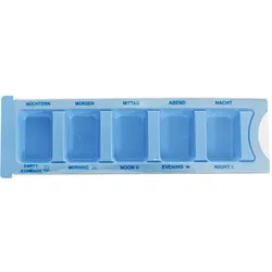 Medikamentendispenser blau (200 Stck.) Nüchtern, Morgen, Mittag, Abend, Nacht mi...