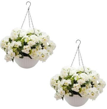 Garvee 2-Pack 26 cm Half-Round Geranium Hanging Baskets - Pink, Red, White