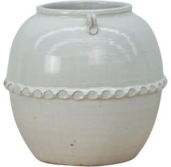 "Artissance 12""H Off White Ceramic Pot with Lace Decoration"