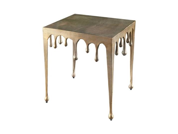 Table basse design en aluminium doré effet liquide 46x50x46cm