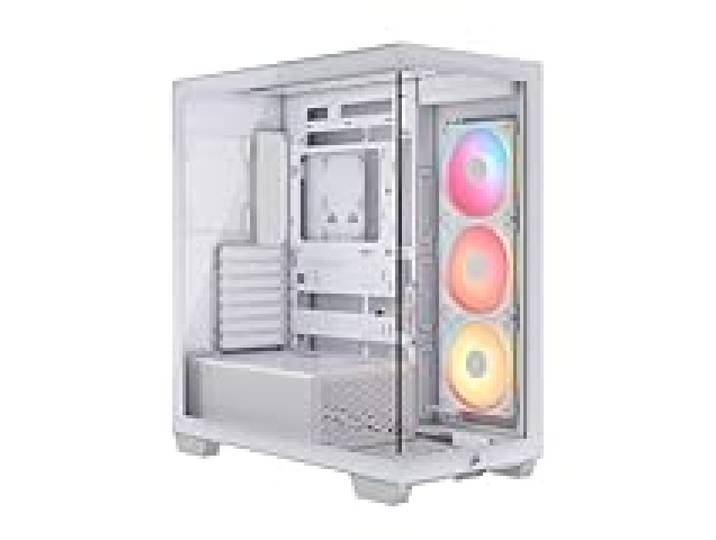 CORSAIR 3500X LX-R RGB Boîtier PC Mi-Tour avec Vitre Panoramique – 3 Ventilateurs RGB LX120-R Préinstallés, Comprend System Hub, Peut Accueillir Jusqu'à 10 Ventilateurs de 120 mm – Blanc