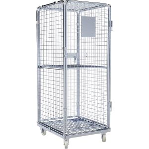 HMH Rollbehälter ADB, mit Tür & Boden, Nutzhöhe 1605mm, verzinkt, Stahlbodenplatte 710 x 800mm, 5-seitig