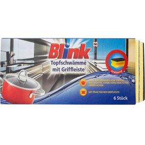 Blink Spülschwamm Topfschwämme, mit Griffrille & Scheuerseite, 6 Stück