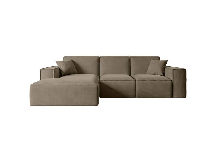 ECKSOFA Ottomane Links SERRA-L - 266x169x80 cm Braun Velours