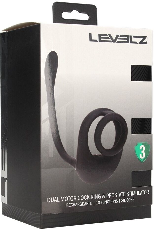 Levelz Cockring en silicone à double moteur avec stimulateur de prostate - Noir